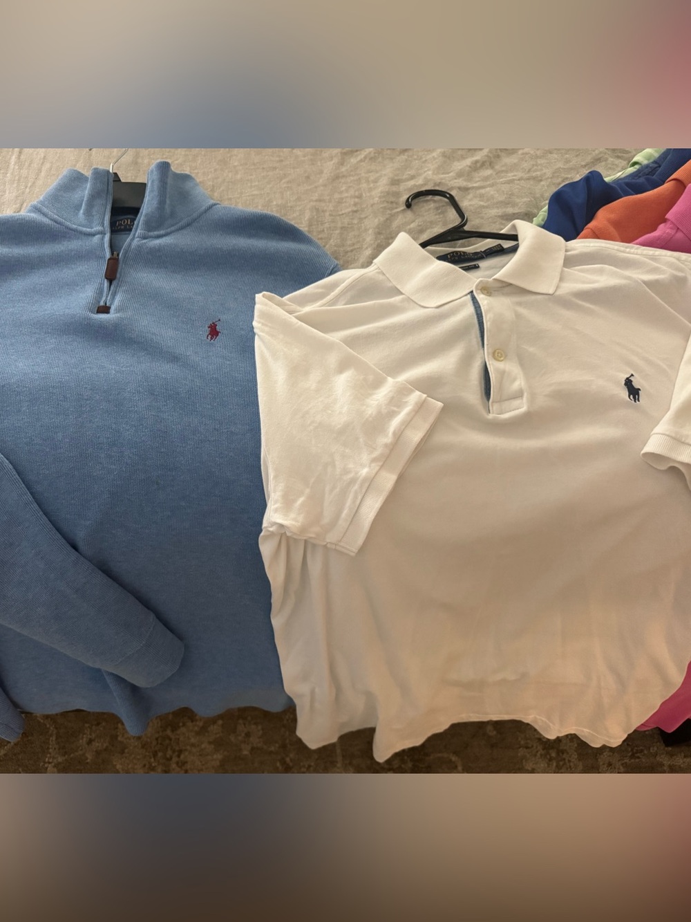 Ralph Lauren Light Blue Quarter-Zip Sweater with White Polo